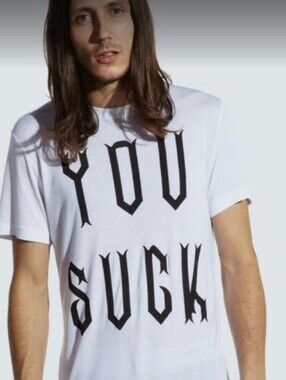 White Graphic Short-Sleeve Tee with Bold Black Lettering